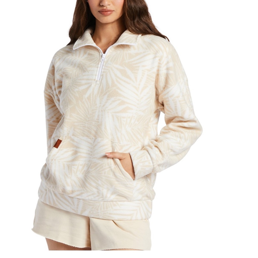 Roxy Tapioca Palmy Days Polar Fleece Pullover Juniors Size Medium NEW Extra Soft